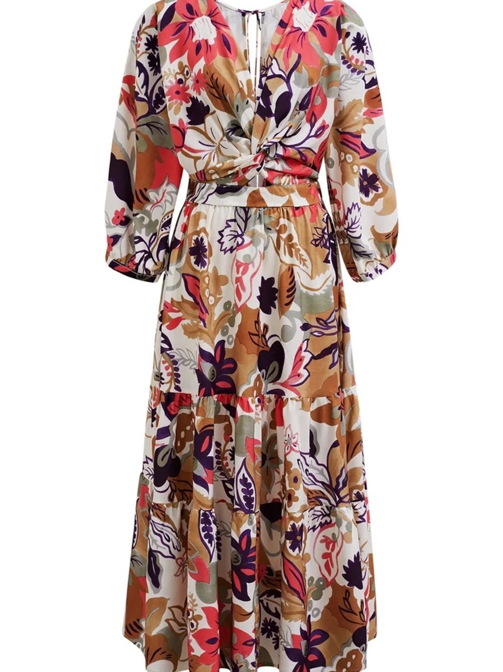 Zara Multi Floral Twist-Front Maxi Dress